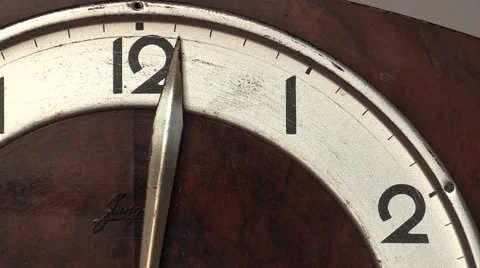 Needle of old wooden clock moving - Midday or Midnight Video stock 49199491