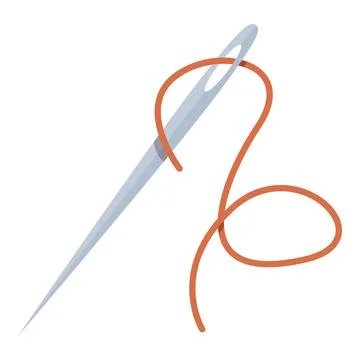 Needle pulling thread, a classic image of sewing and tailoring Stock Illustration