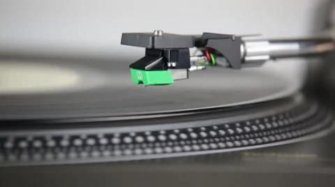 Needle Onto Record And Starts Play Turntable Stock Footage 48955675