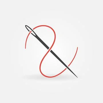 Needle with Red Thread icon - Needlework concept creative symbol Stock Illustration