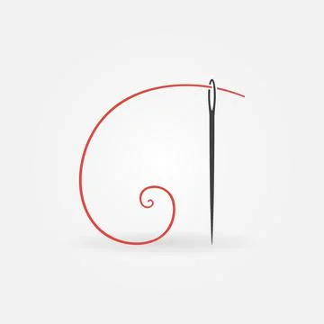 Needle with red thread icon - Tailor vector concept sign Stock Illustration