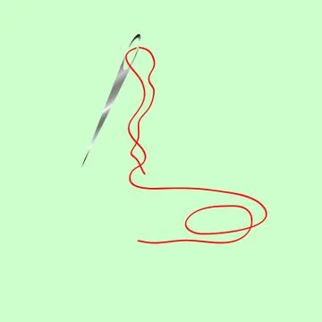 Needle, red, thread Stock Illustration