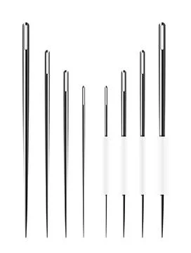 Needle set isolated white background. Vector collection of needles for sew... Stock Photos