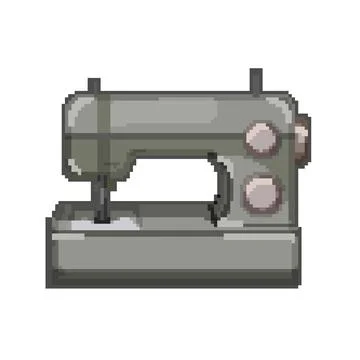 Needle sew machine pixel art vector illustration Illustrazione stock