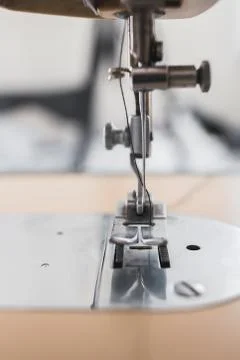 Needle Sewing Machine close-up sewing electric details Stock Photos
