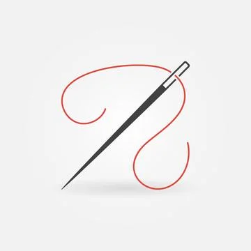 Needle for Sewing with Red Thread vector Tailoring concept icon Stock Illustration