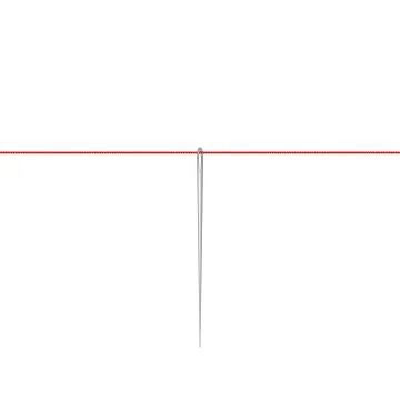 Needle in silver design hanging on red thread Stock Illustration