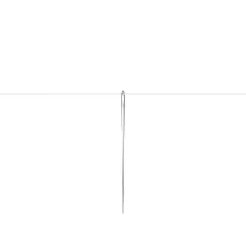 Needle in silver design hanging on white thread Stock Illustration