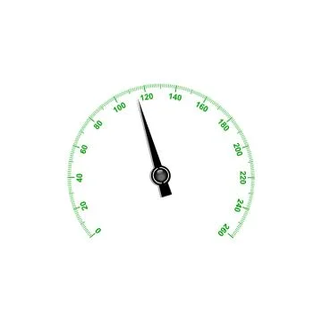 Needle speedometer with green numbers Stock Illustration