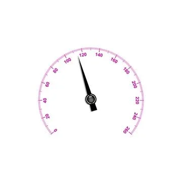 Needle speedometer with purple numbers Stock Illustration