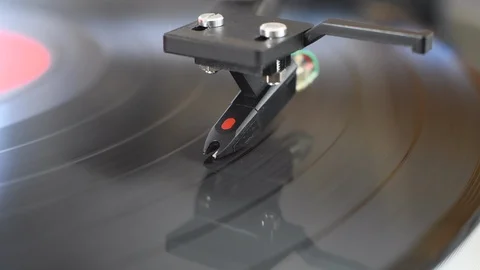 Needle on spinning LP record Stock Footage