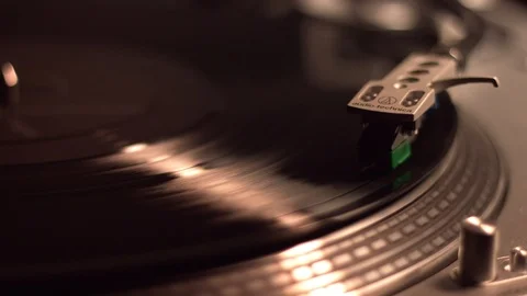 Needle on Spinning Record in Ambient Light Stock Footage 87618333