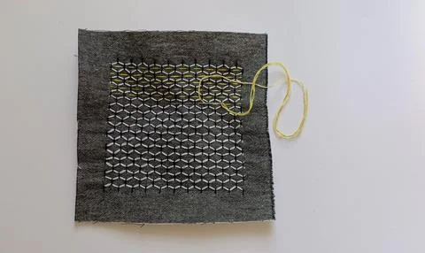 Needle stitching geometric sashiko pattern Stock Photos