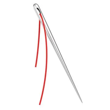 Needle. Swedish needle with red thread. Accessories for needlework and clothing Stock Illustration