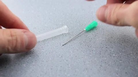 Needle from a syringe.Medical needle.Needle for an injection close-up. Stock Footage 195299531