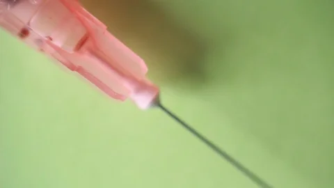 Needle of thin syringe. Macro focus Stock Footage 88764505