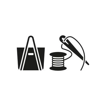 Needle thread and bag set tailor and fashion icon Stock Illustration