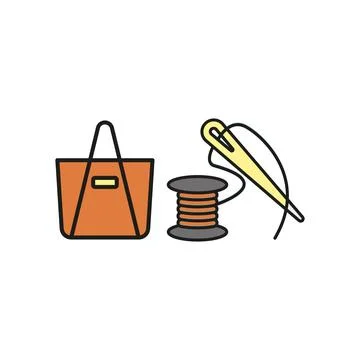 Needle thread and bag set tailor and fashion icon Stock Illustration