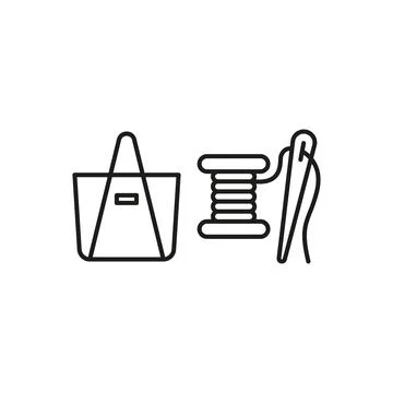Needle thread and bag set tailor and fashion icon Stock Illustration