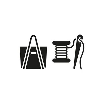 Needle thread and bag set tailor and fashion icon Stock Illustration