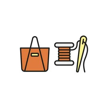 Needle thread and bag set tailor and fashion icon Stock Illustration