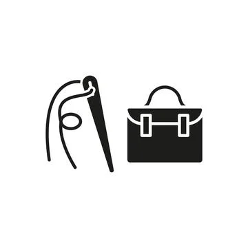 Needle thread and briefcase set tailor and fashion icon イラスト素材