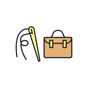 Needle thread and briefcase set tailor and fashion icon Stock Illustration