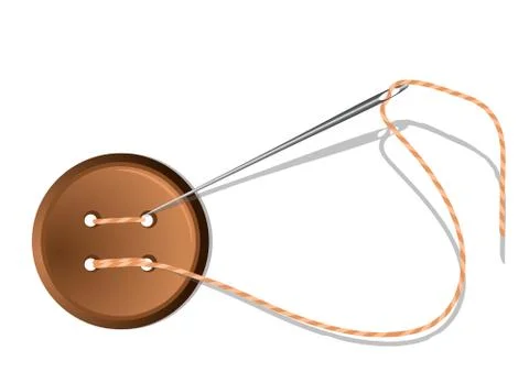 Needle with thread and button Stock Illustration