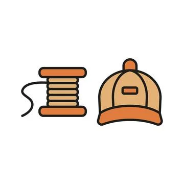 Needle thread and cap set tailor and fashion icon Stock Illustration