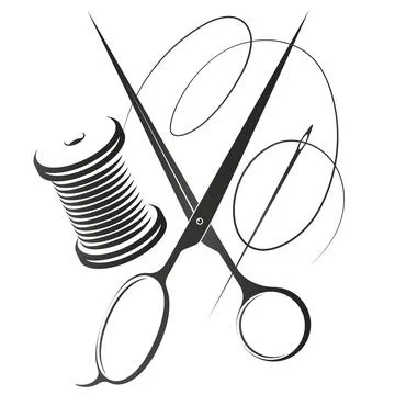Needle with thread and scissors for sewing Stock Illustration