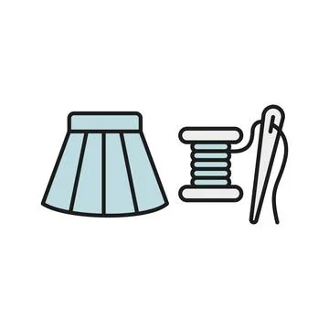 Needle thread and skirt set tailor and fashion icon Stock Illustration