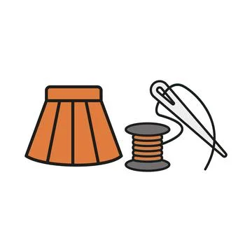 Needle thread and skirt set tailor and fashion icon Stock Illustration