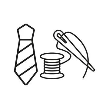 Needle thread and tie set tailor and fashion icon Illustrazione stock