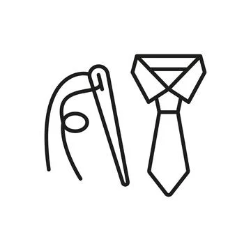 Needle thread and tie set tailor and fashion icon Illustrazione stock
