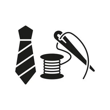 Needle thread and tie set tailor and fashion icon Illustrazione stock