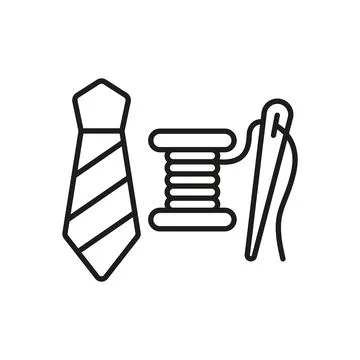 Needle thread and tie set tailor and fashion icon Illustrazione stock