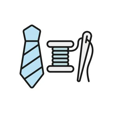 Needle thread and tie set tailor and fashion icon Illustrazione stock