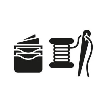 Needle thread and wallet set tailor and fashion icon Illustrazione stock