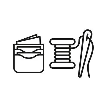 Needle thread and wallet set tailor and fashion icon 스톡 일러스트