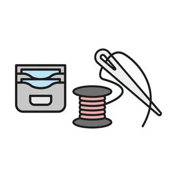 Needle thread and wallet set tailor and fashion icon Illustrazione stock