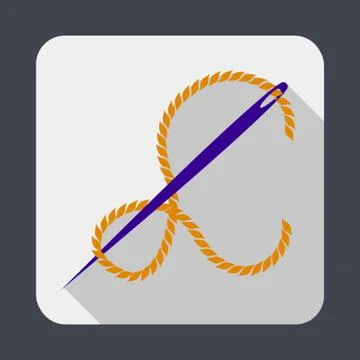 Needle with thread concept background, cartoon style Stock Illustration