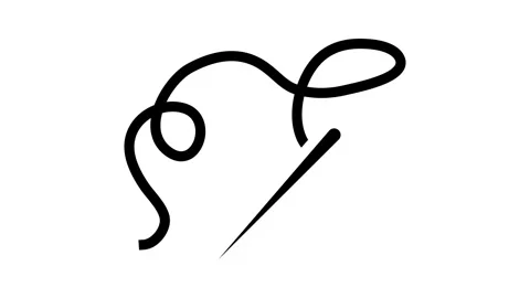 Needle thread embroidery hobby glyph icon animation Stock Footage 326154399