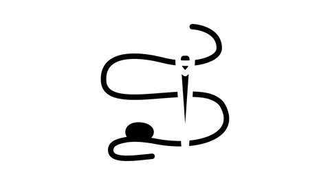 Needle thread embroidery hobby glyph icon animation Stock Footage 326741789