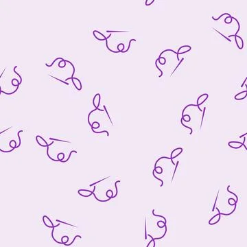 Needle thread embroidery hobby glyph seamless pattern Stock Illustration