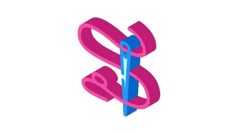 Needle thread embroidery hobby isometric icon animation Stock Footage 327288093