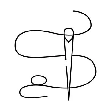 Needle thread embroidery hobby line icon vector illustration 스톡 일러스트