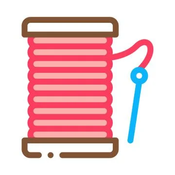 Needle Thread Icon Vector Outline Illustration Illustrazione stock