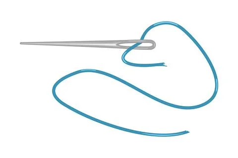 Needle with thread isolated on white background. Sewing needle with yarn. Stock Illustration