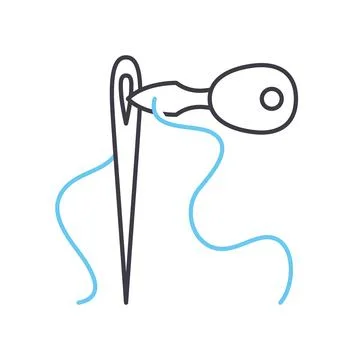 Needle with thread line icon, outline symbol, vector illustration, concept sign Stock Illustration