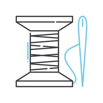 Needle &amp; thread line icon, outline symbol, vector illustration, concept sign イラスト素材